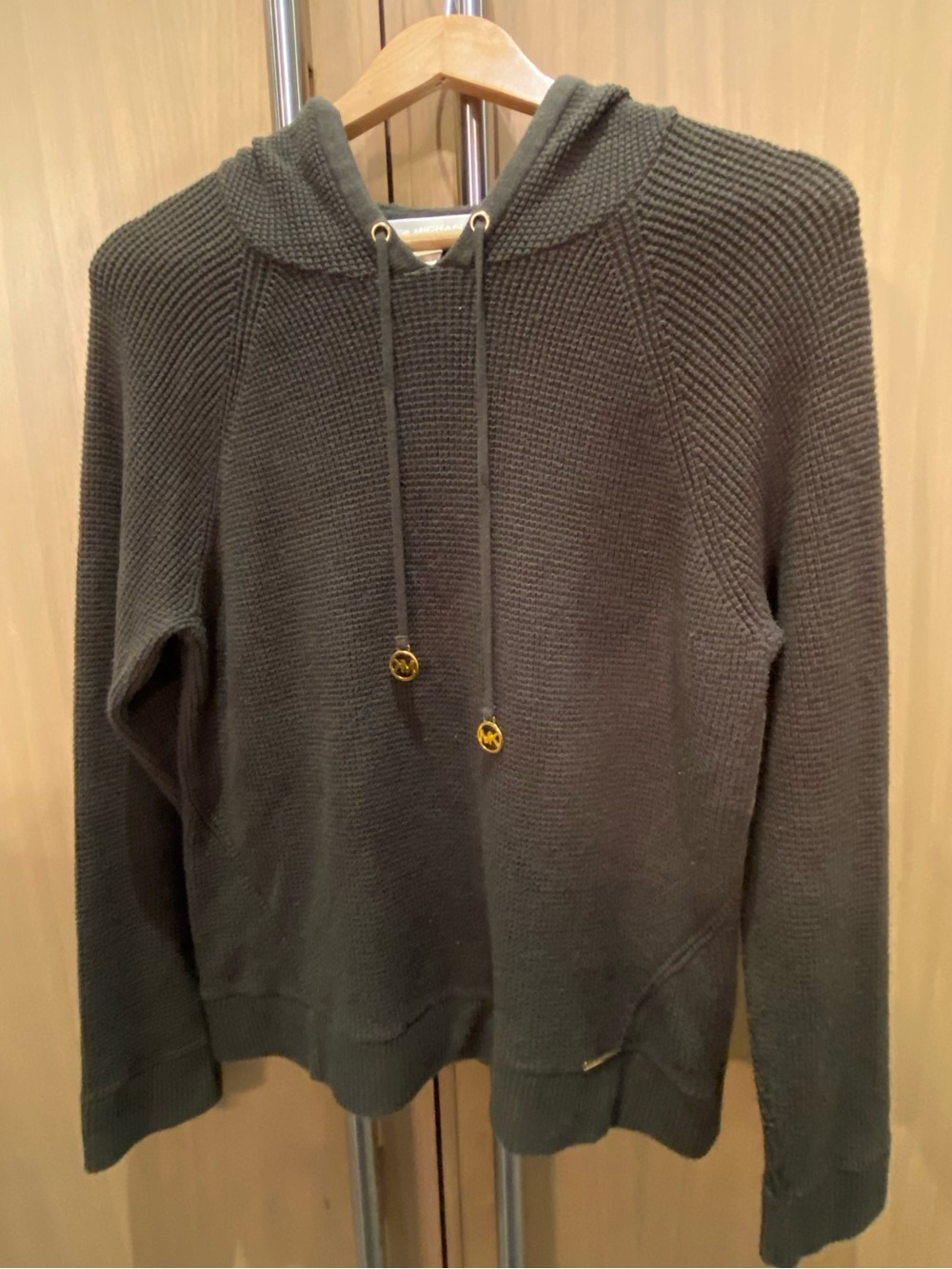 Micheal Kors Hooded Waffle Knit Sweater – Olive Green